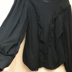 Black Lace Peasant  Goth Cottage Victorian Top